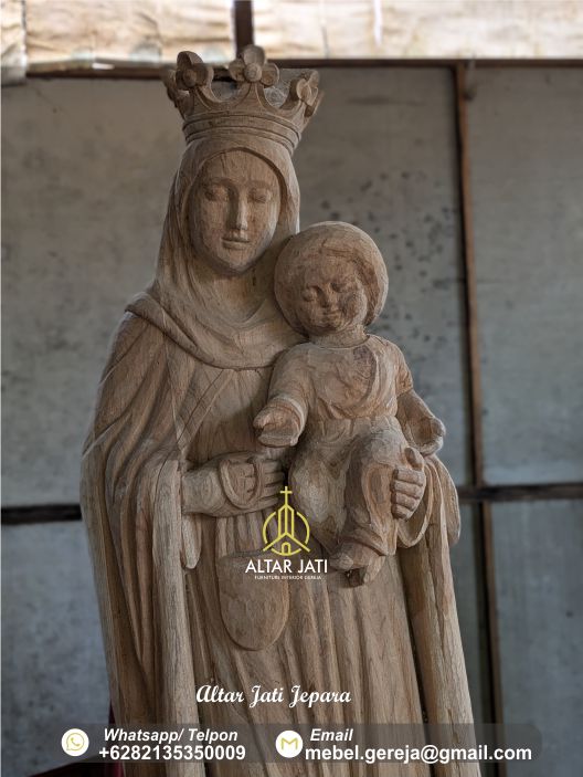 Patung Bunda Maria Bayi Yesus Kayu Jati, jual patung bunda maria, harga patung rohani katolik, patung rohani kayu jati, patung katolik kayu jati